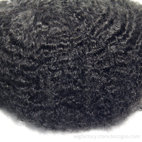 Afro curl unit piece replacement system black mens toupee, real virgin remy human hair toupee new style